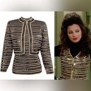 St. John Evening by Marie Gray Gold Embellished Top and Jacket Set